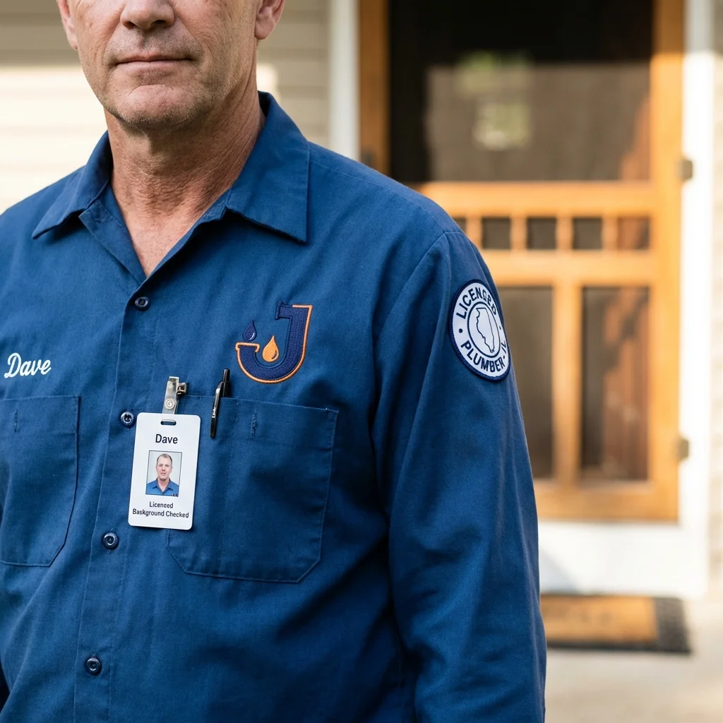 Licensed plumber showing ID badge in Keansburg, NJ