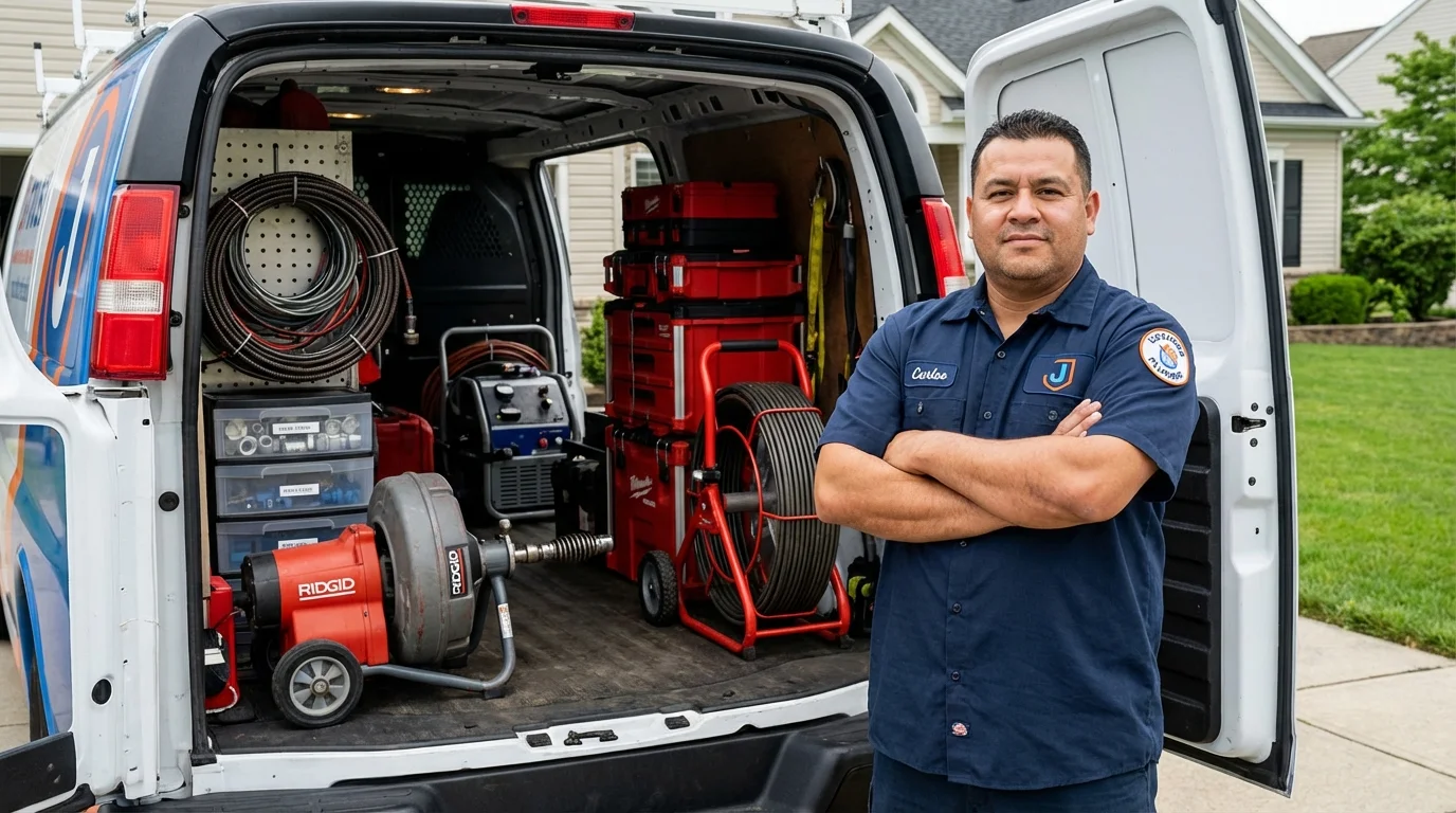 Professional drain cleaning equipment and Johns Plumbing LLC plumber in Keansburg